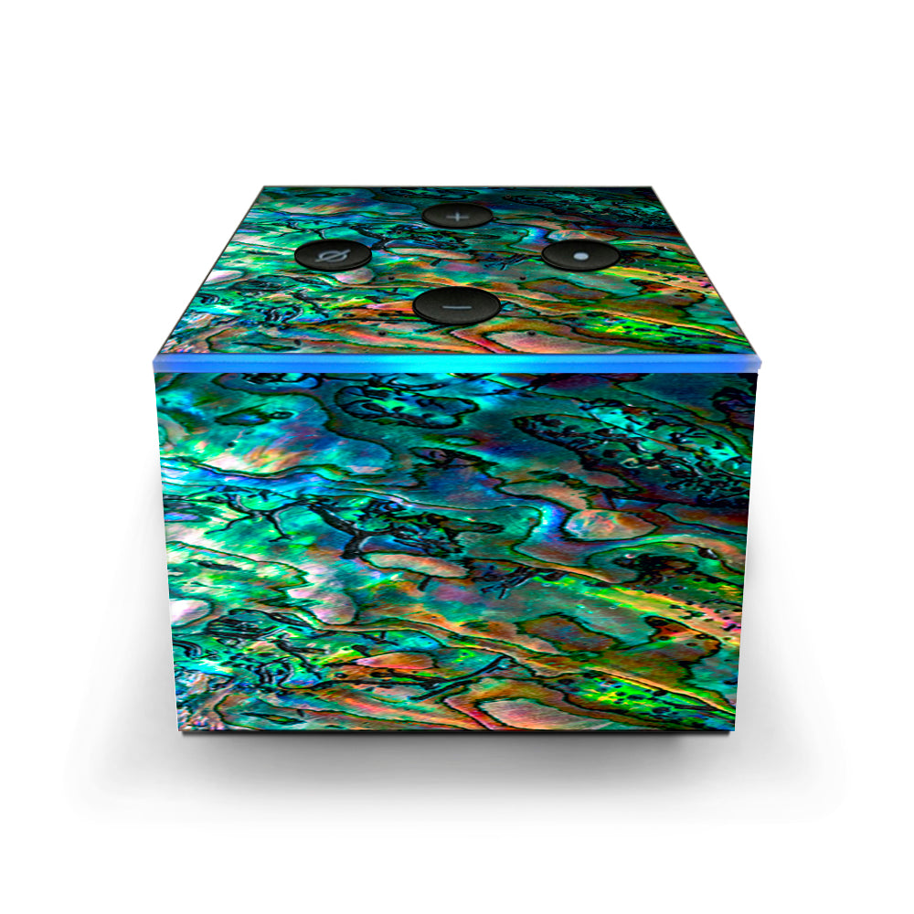  Abalone Shell Swirl Neon Green Opalescent Amazon Fire TV Cube Skin