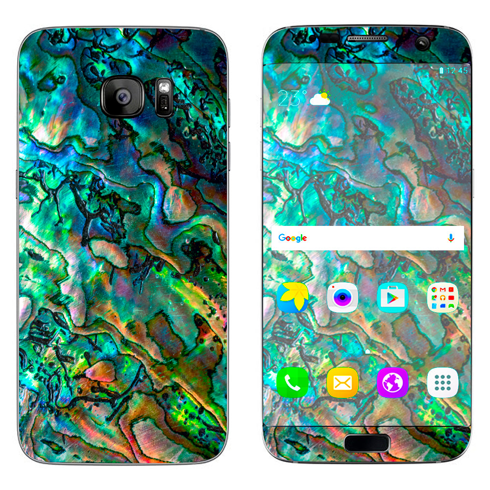  Abalone Shell Swirl Neon Green Opalescent Samsung Galaxy S7 Edge Skin