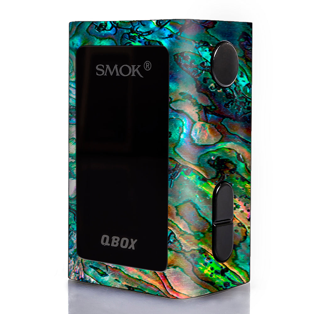  Abalone Shell Swirl Neon Green Opalescent Smok Qbox 50w tc Skin