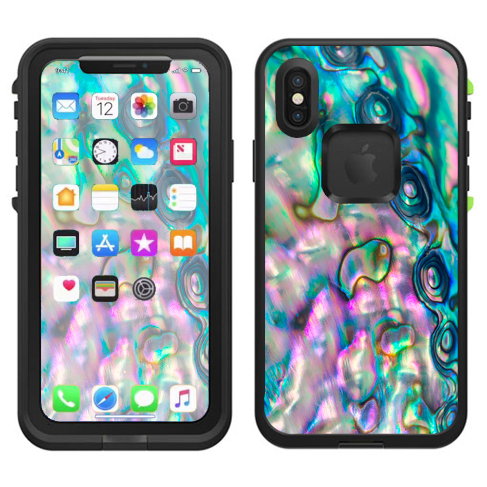  Abalone Shell Pink Green Blue Opal Lifeproof Fre Case iPhone X Skin