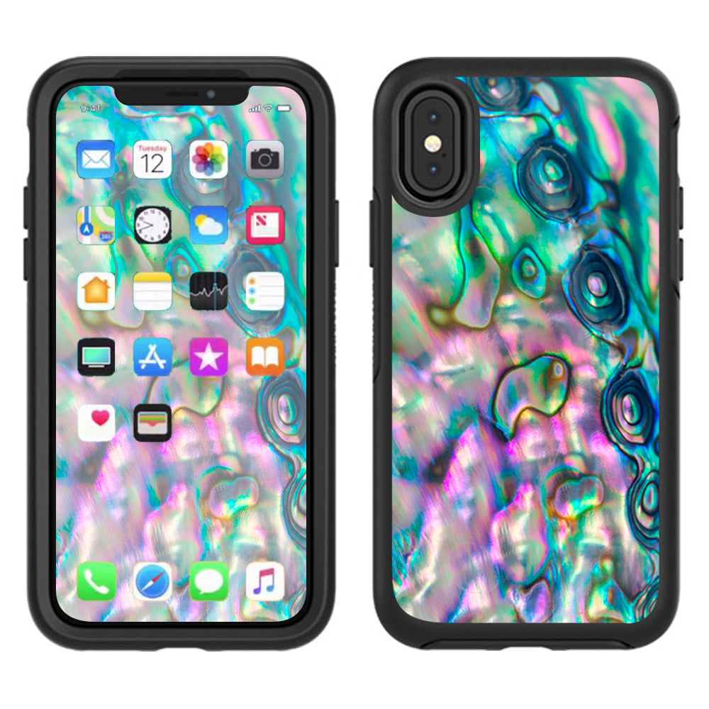  Abalone Shell Pink Green Blue Opal Otterbox Defender Apple iPhone X Skin