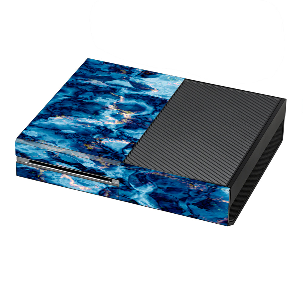  Heavy Blue Gold Marble Granite  Microsoft Xbox One Skin