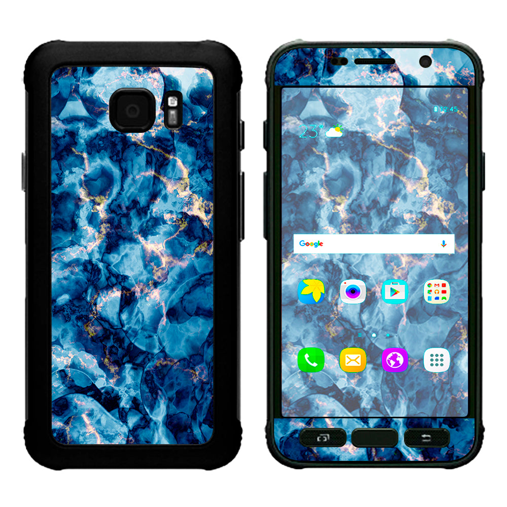  Heavy Blue Gold Marble Granite  Samsung Galaxy S7 Active Skin