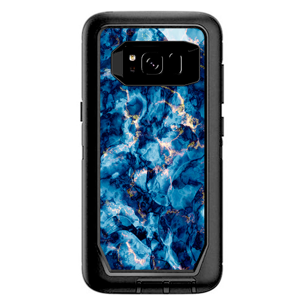  Heavy Blue Gold Marble Granite  Otterbox Defender Samsung Galaxy S8 Skin
