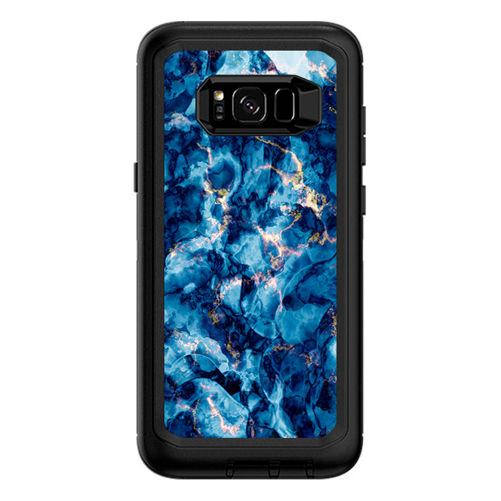  Heavy Blue Gold Marble Granite  Otterbox Defender Samsung Galaxy S8 Plus Skin