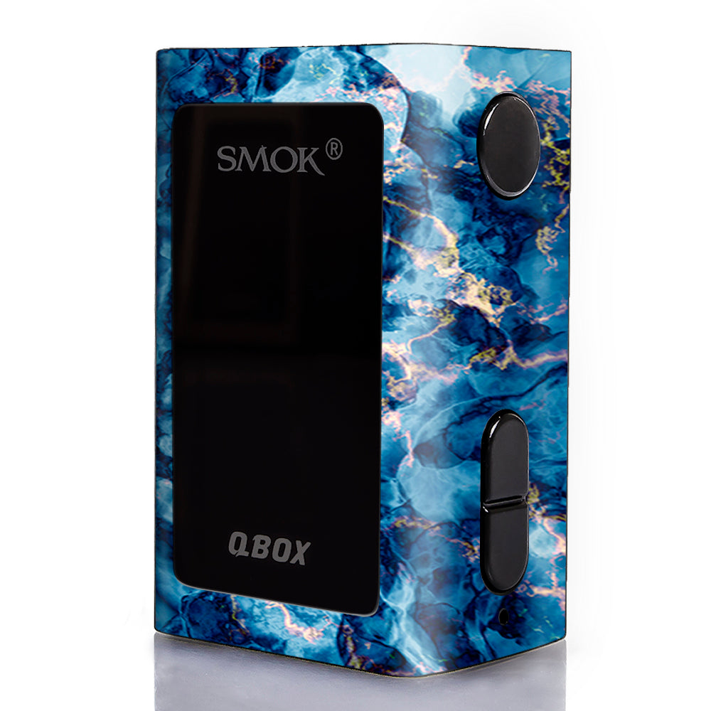  Heavy Blue Gold Marble Granite  Smok Qbox 50w tc Skin