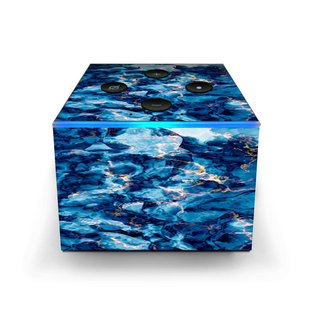  Heavy Blue Gold Marble Granite  Amazon Fire TV Cube Skin