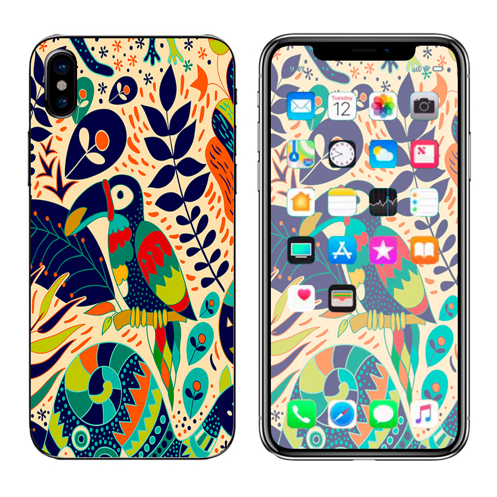  Pop Art Toucan Color Tropical Design Apple iPhone X Skin