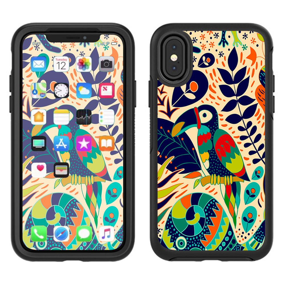  Pop Art Toucan Color Tropical Design Otterbox Defender Apple iPhone X Skin