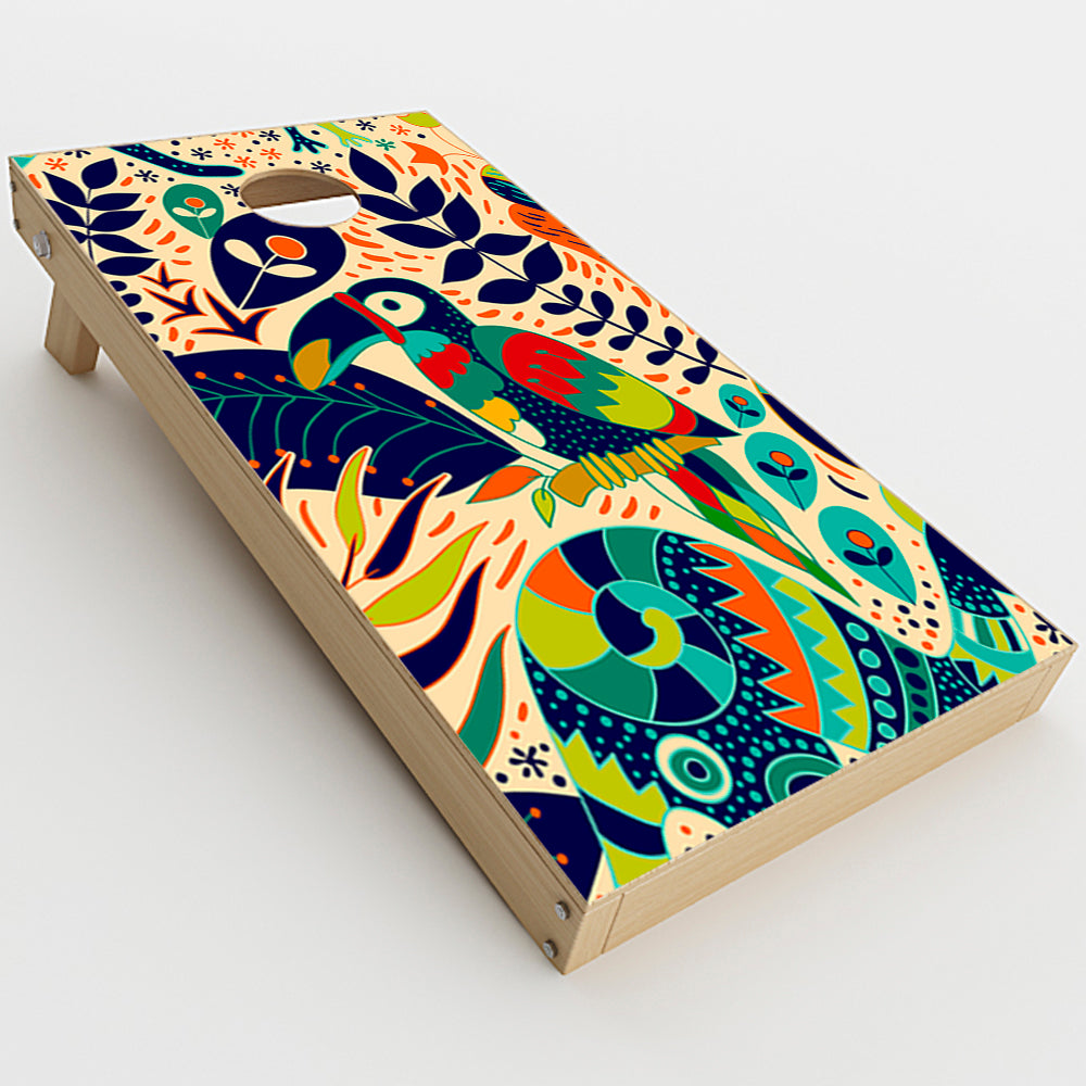  Pop Art Toucan Color Tropical Design  Cornhole Game Board (2 pcs.) Skin