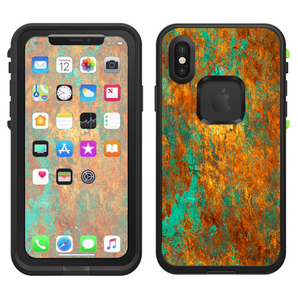  Copper Patina Metal Panel Lifeproof Fre Case iPhone X Skin