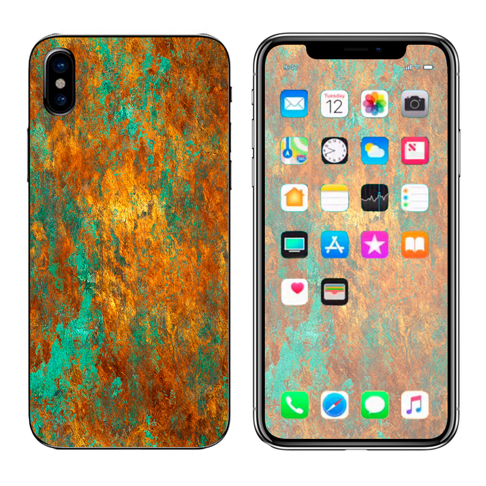  Copper Patina Metal Panel Apple iPhone X Skin