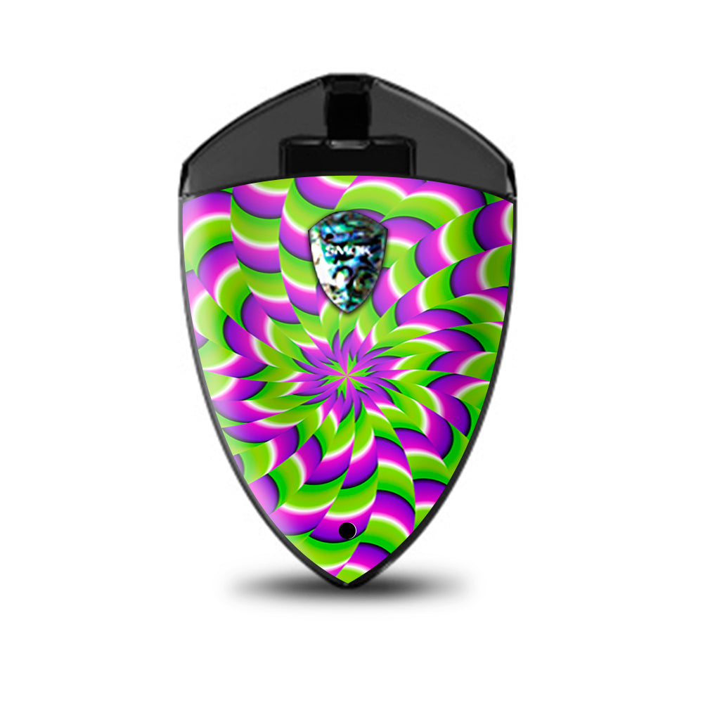  Purple Green Hippy Trippy Psychedelic Motion Swirl Smok Rolo Badge Skin