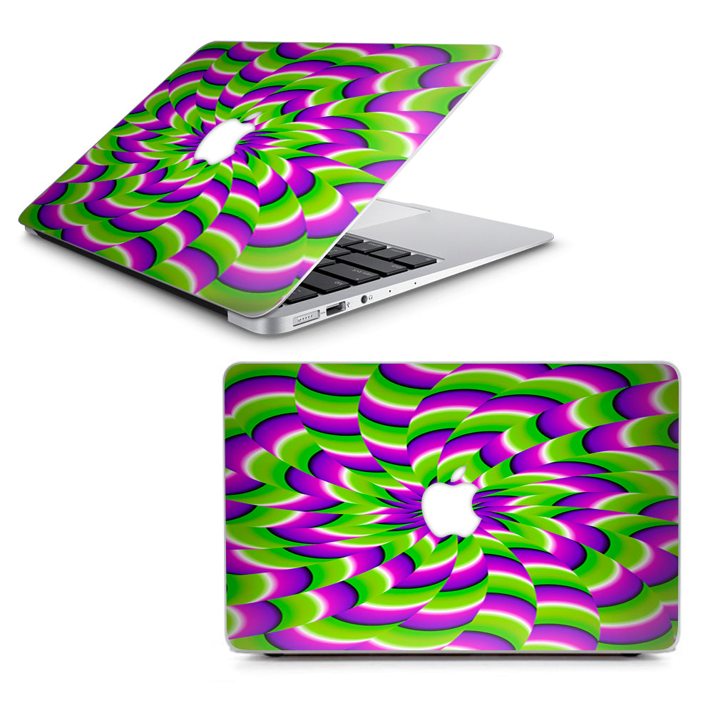  Purple Green Hippy Trippy Psychedelic Motion Swirl Macbook Air 11" A1370 A1465 Skin
