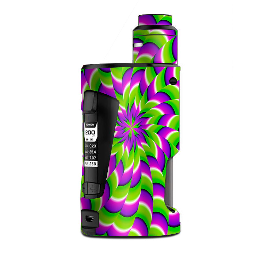  Purple Green Hippy Trippy Psychedelic Motion Swirl G Box Squonk Geek Vape Skin