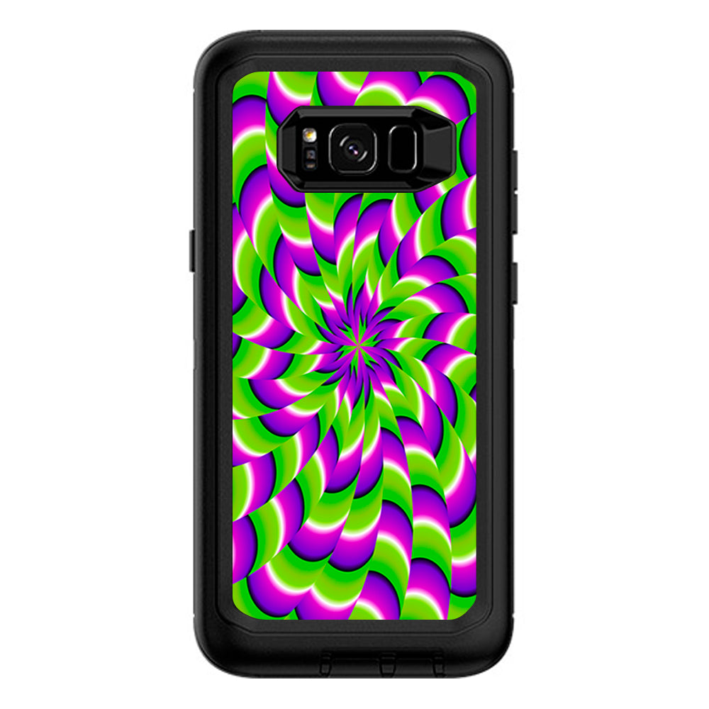  Purple Green Hippy Trippy Psychedelic Motion Swirl Otterbox Defender Samsung Galaxy S8 Plus Skin