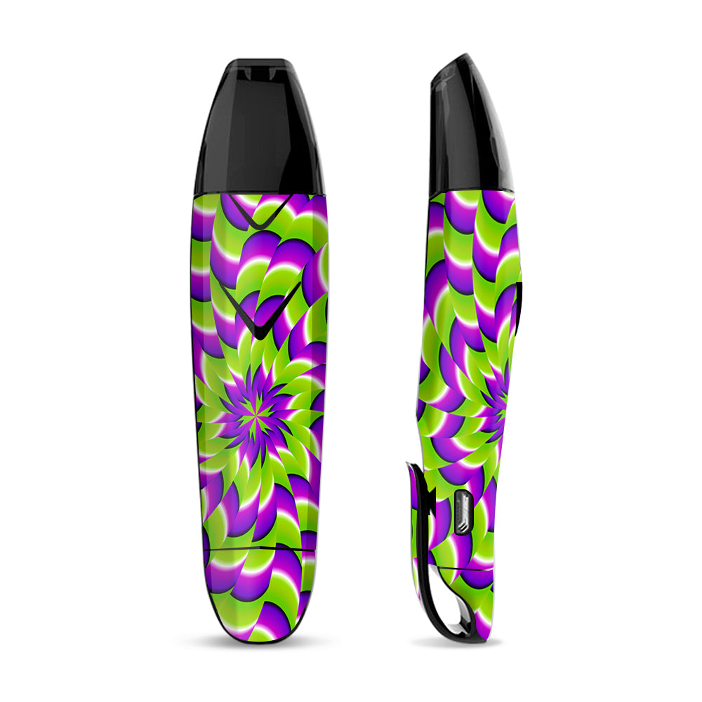 Skin Decal for Suorin Vagon  Vape / Purple Green Hippy Trippy Psychedelic Motion swirl