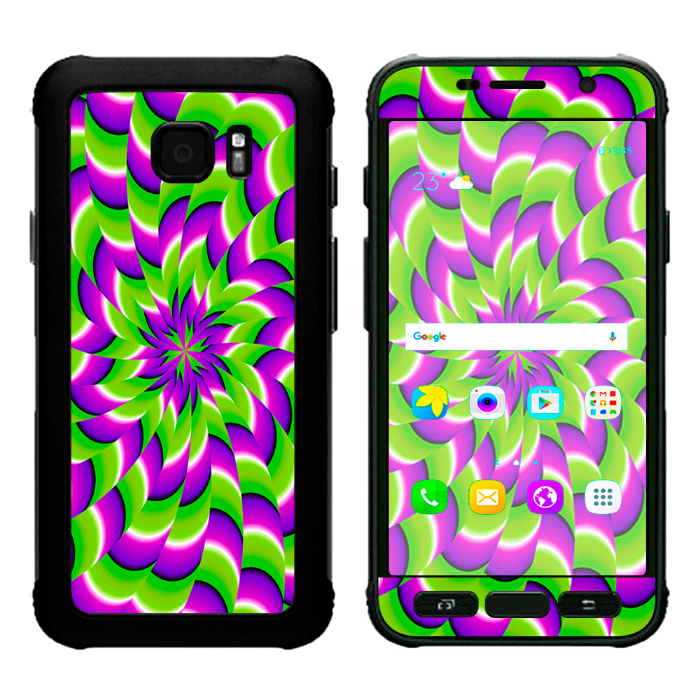  Purple Green Hippy Trippy Psychedelic Motion Swirl Samsung Galaxy S7 Active Skin