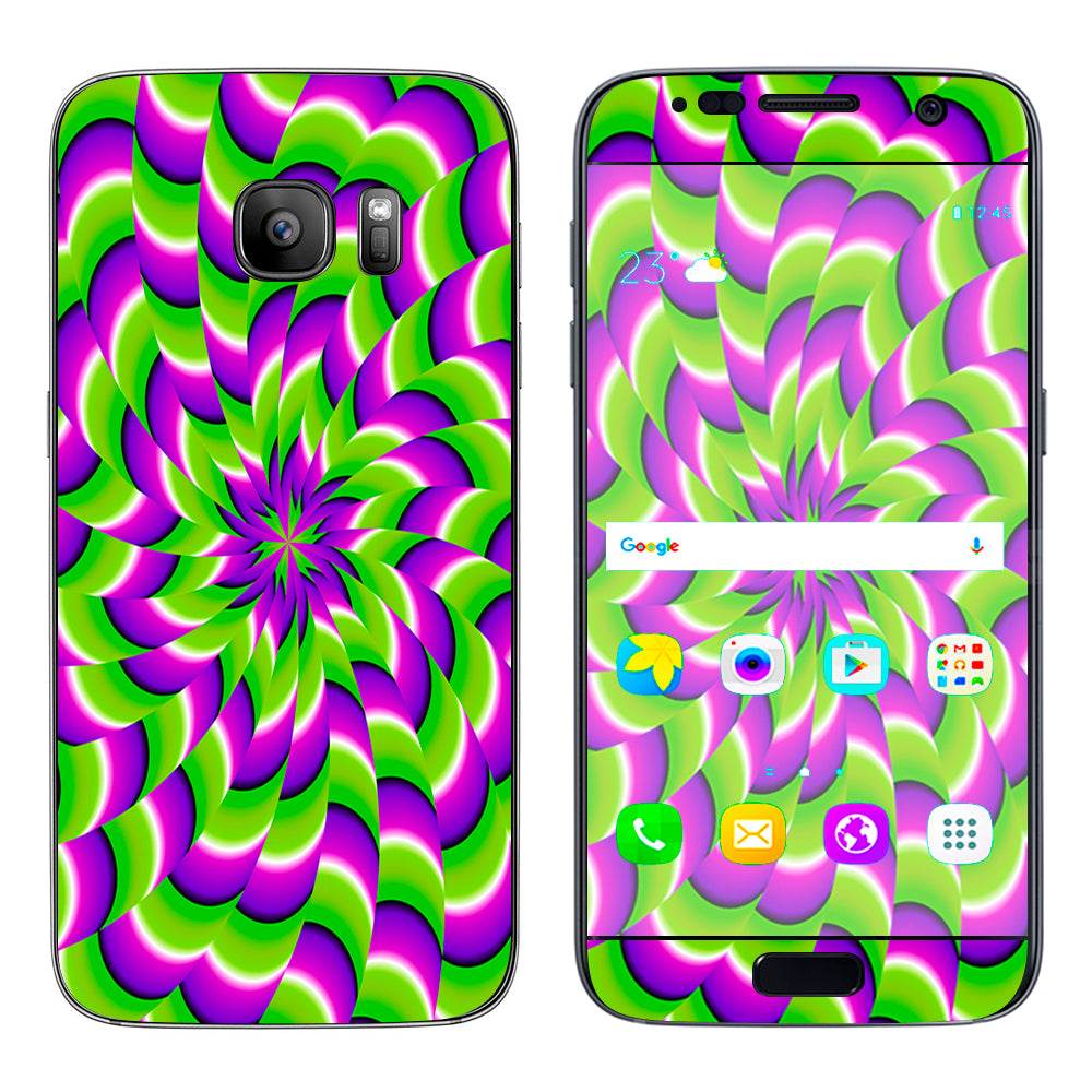  Purple Green Hippy Trippy Psychedelic Motion Swirl Samsung Galaxy S7 Skin