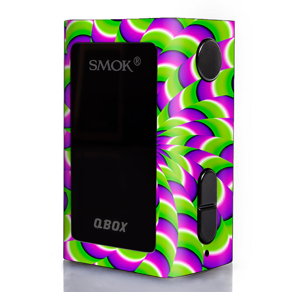  Purple Green Hippy Trippy Psychedelic Motion Swirl Smok Qbox 50w tc Skin