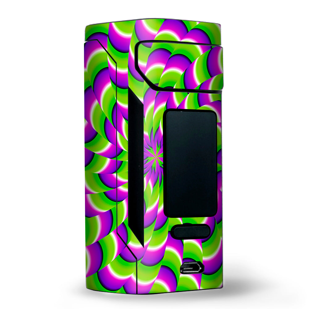  Purple Green Hippy Trippy Psychedelic Motion Swirl Wismec RX2 20700 Skin