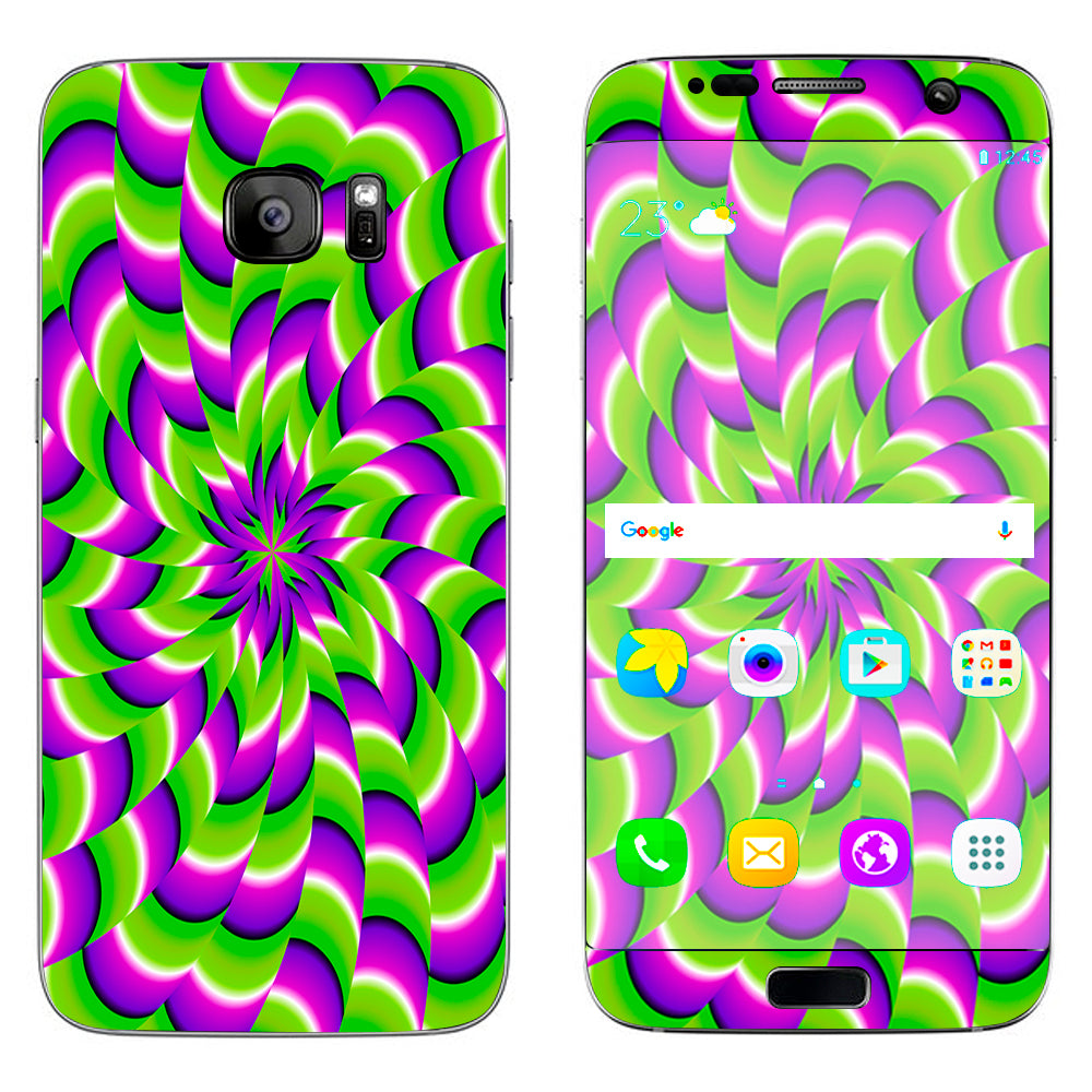  Purple Green Hippy Trippy Psychedelic Motion Swirl Samsung Galaxy S7 Edge Skin