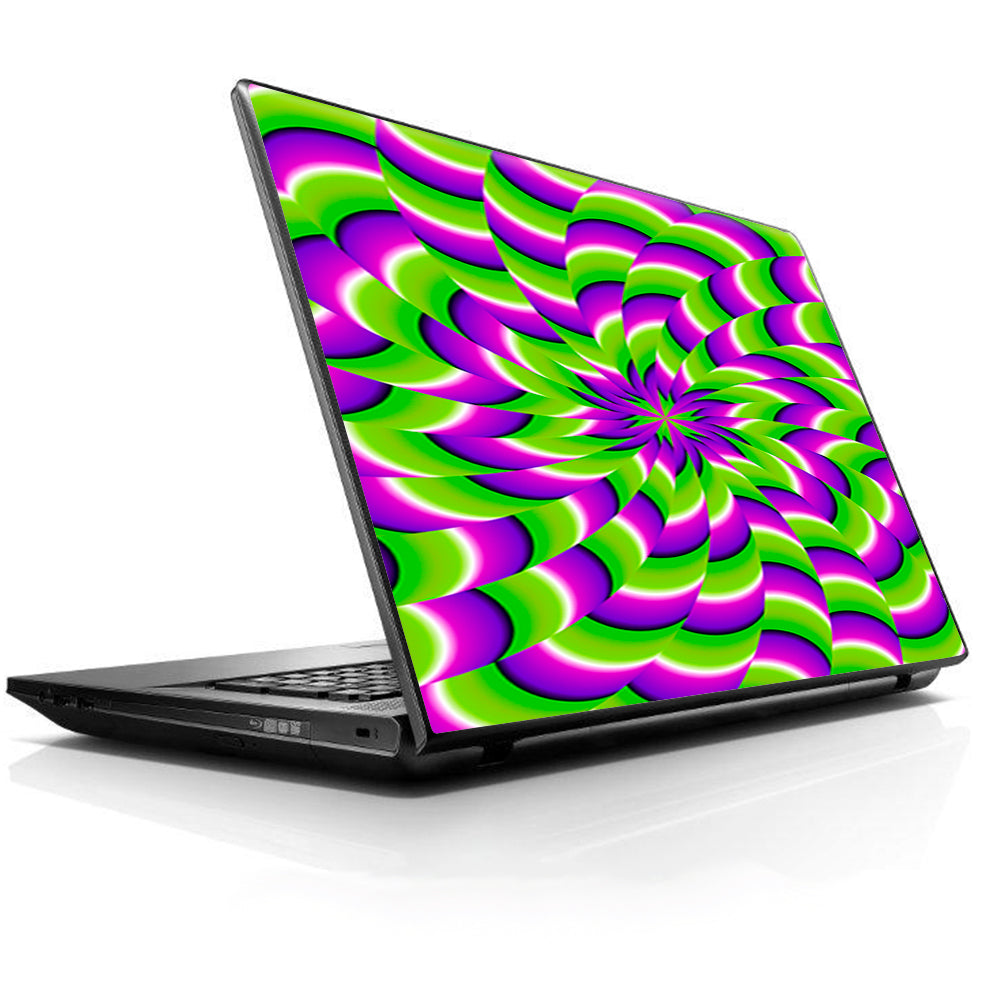  Purple Green Hippy Trippy Psychedelic Motion Swirl HP Dell Compaq Mac Asus Acer 13 to 16 inch Skin