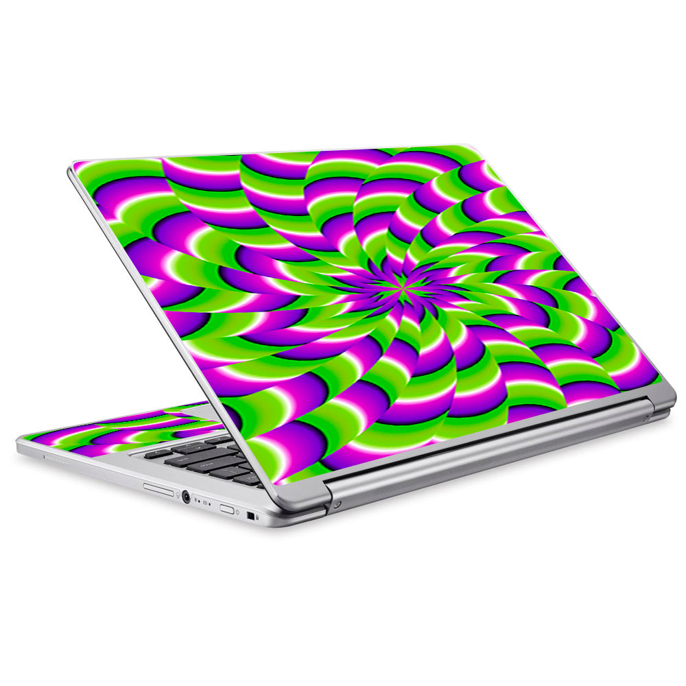  Purple Green Hippy Trippy Psychedelic Motion Swirl Acer Chromebook R13 Skin