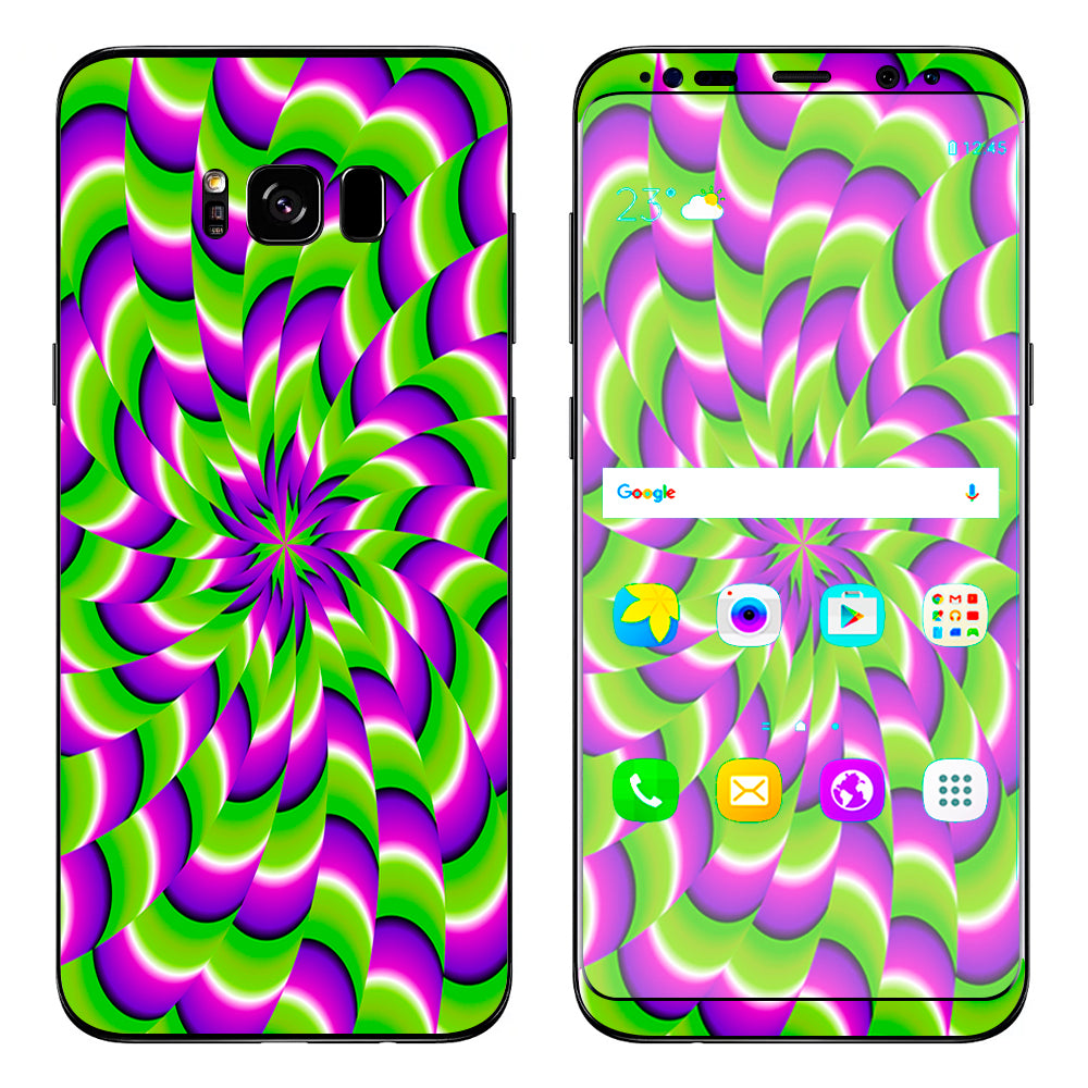  Purple Green Hippy Trippy Psychedelic Motion Swirl Samsung Galaxy S8 Skin