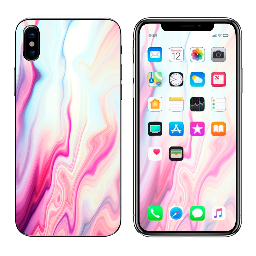  Pink Marble Glass Pastel Apple iPhone X Skin