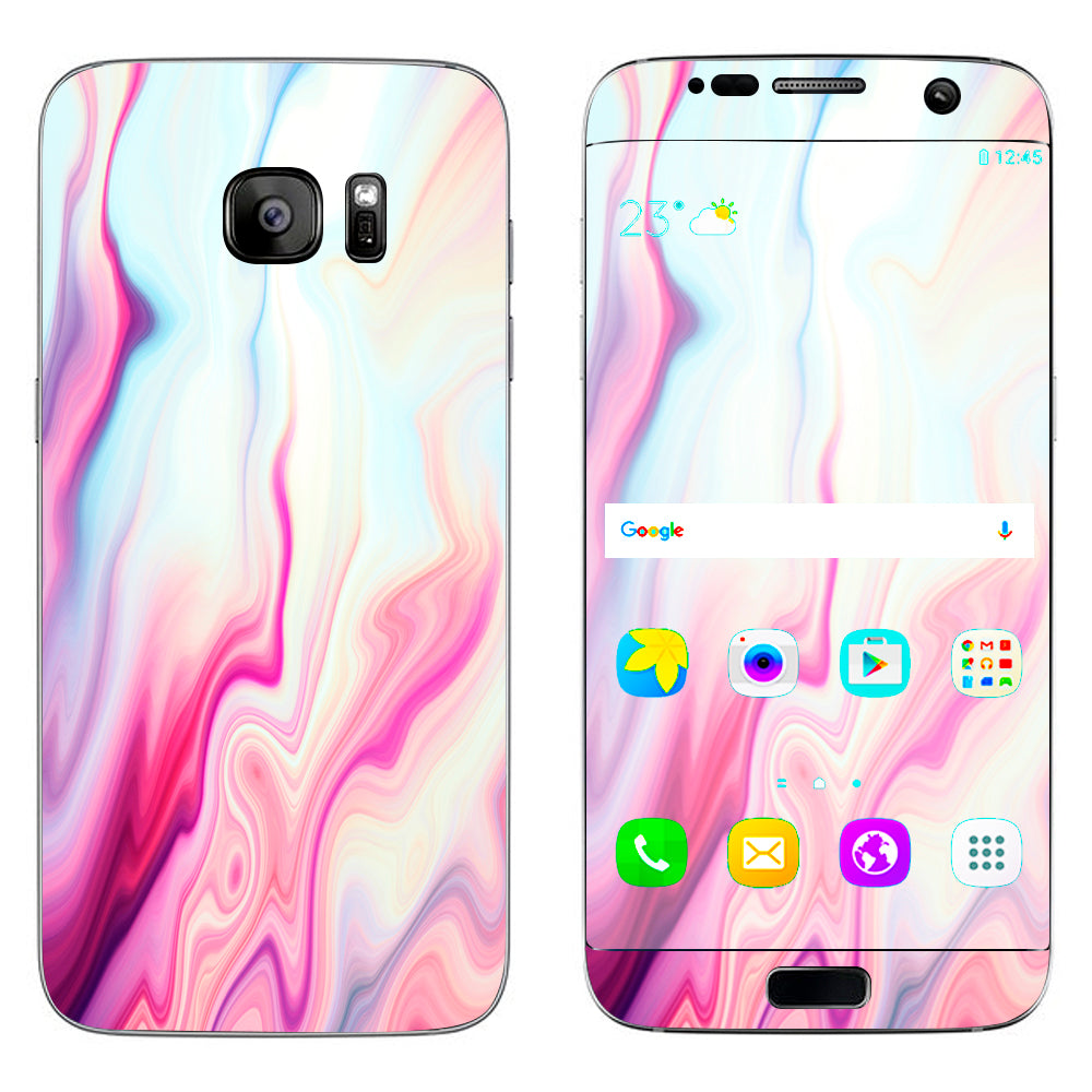  Pink Marble Glass Pastel Samsung Galaxy S7 Edge Skin