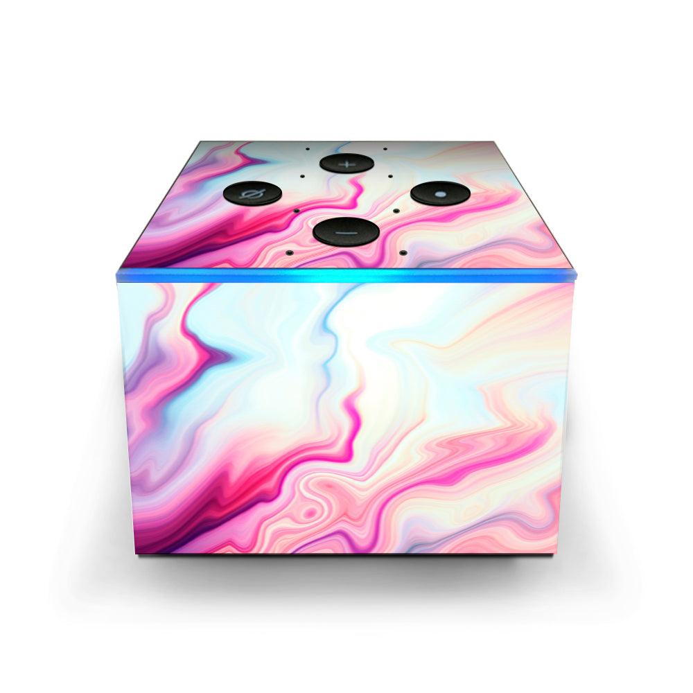  Pink Marble Glass Pastel Amazon Fire TV Cube Skin