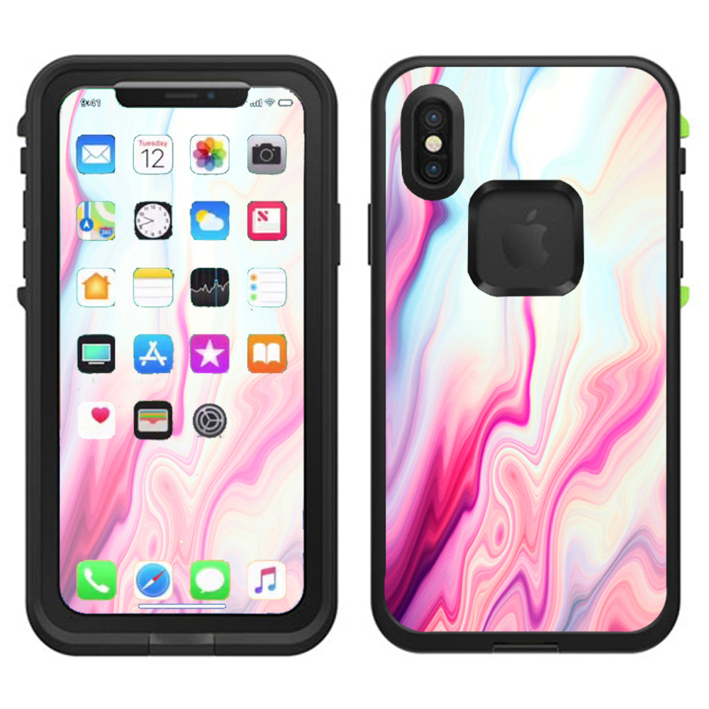 Pink Marble Glass Pastel Lifeproof Fre Case iPhone X Skin