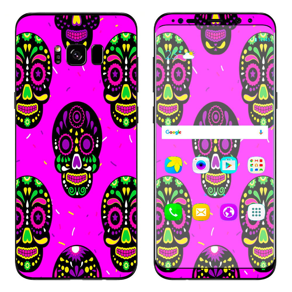  Pink Sugar Skulls Dia De Los Muertos Samsung Galaxy S8 Skin