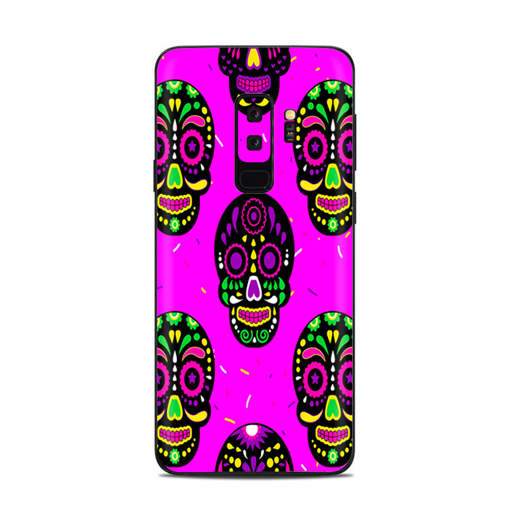  Pink Sugar Skulls Dia De Los Muertos Samsung Galaxy S9 Plus Skin