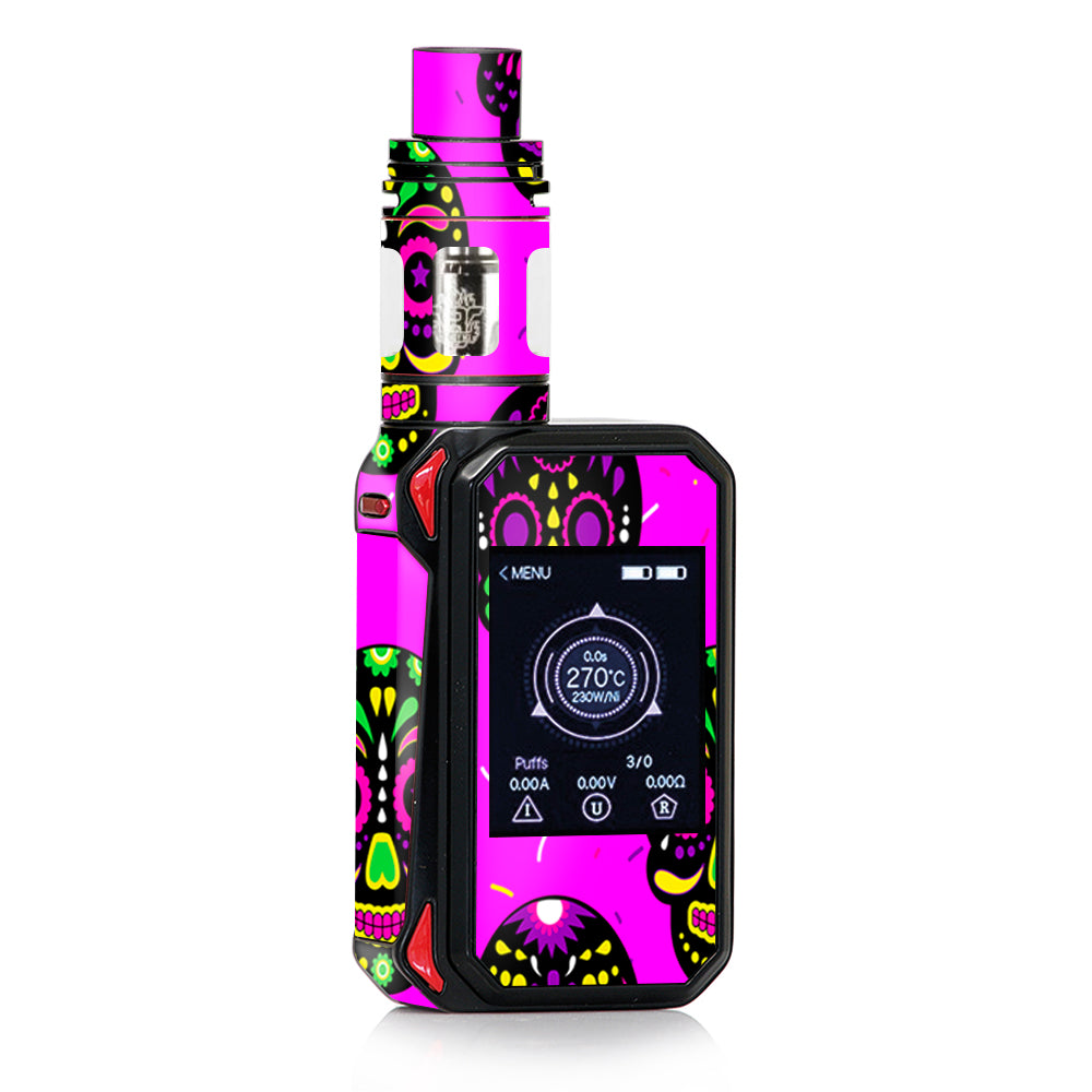 Skin Decal for Smok G-Priv 2 230w Vape / Pink Sugar Skulls Dia de los muertos itsaskin.com Skin Decal for Smok G-Priv 2 230w Vape / Pink Sugar Skulls Dia de los muertos itsaskin.com