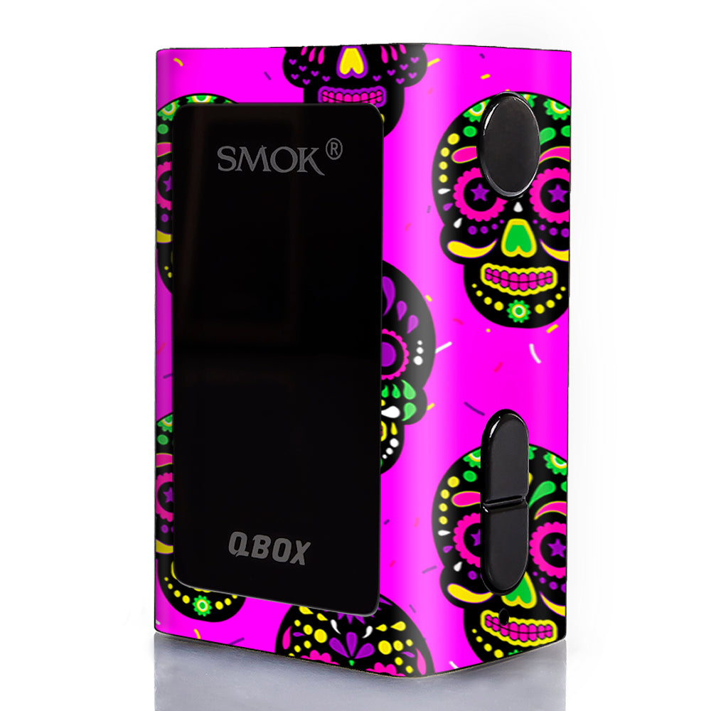  Pink Sugar Skulls Dia De Los Muertos Smok Qbox 50w tc Skin