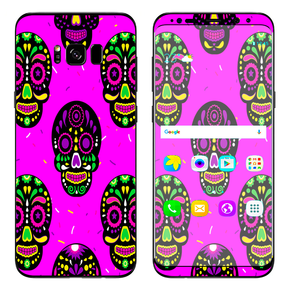  Pink Sugar Skulls Dia De Los Muertos Samsung Galaxy S8 Plus Skin
