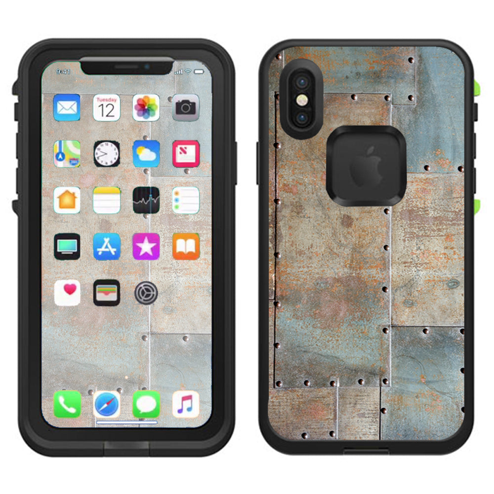  Metal Panel Aircraft Rivets Lifeproof Fre Case iPhone X Skin