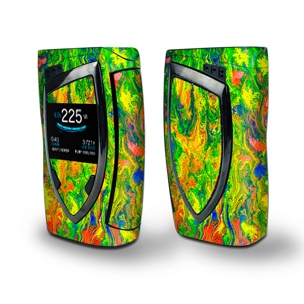 Skin Decal Vinyl Wrap for Smok Devilkin Kit 225w Vape (includes TFV12 Prince Tank Skins) skins cover / green trippy color mix psychedelic