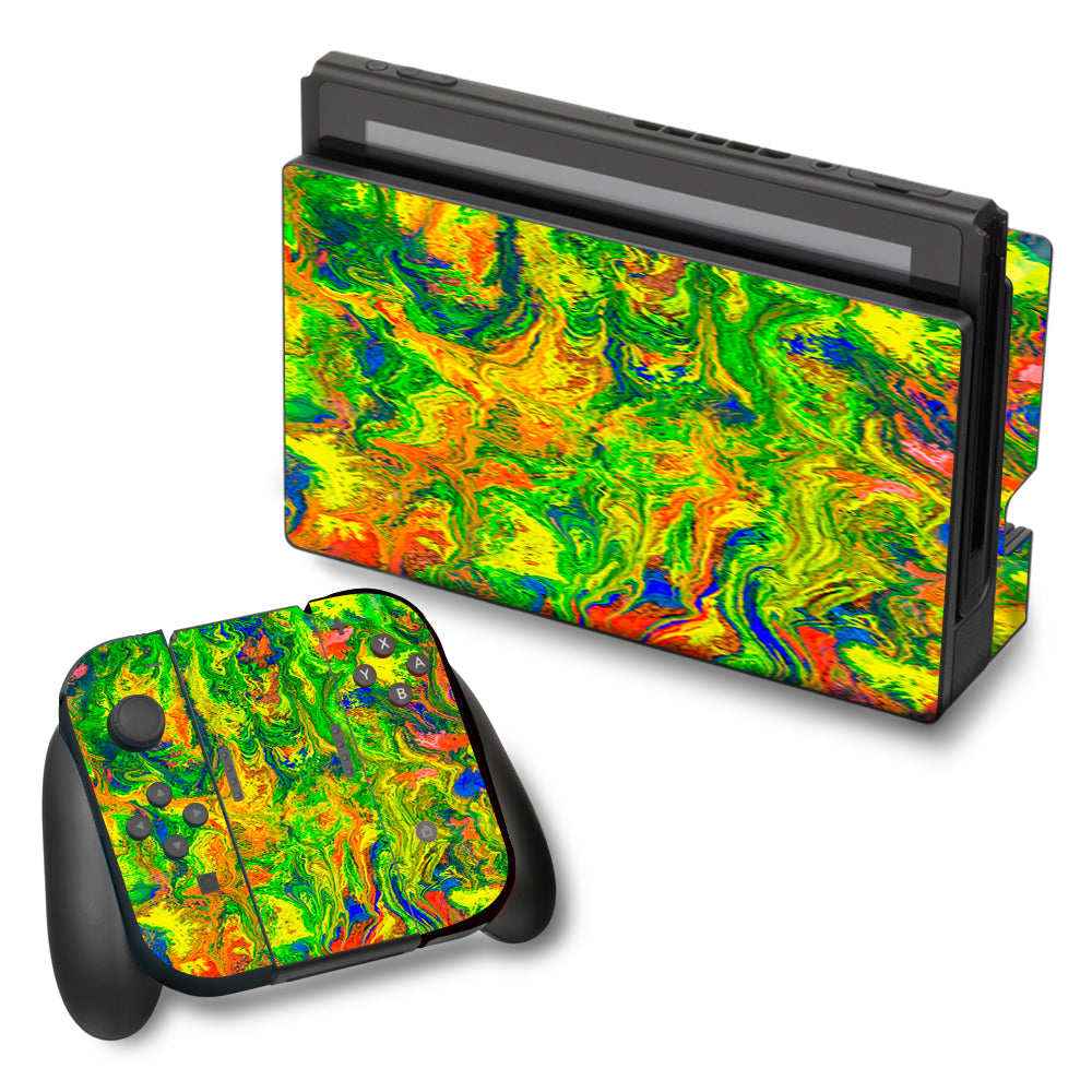  Green Trippy Color Mix Psychedelic Nintendo Switch Skin
