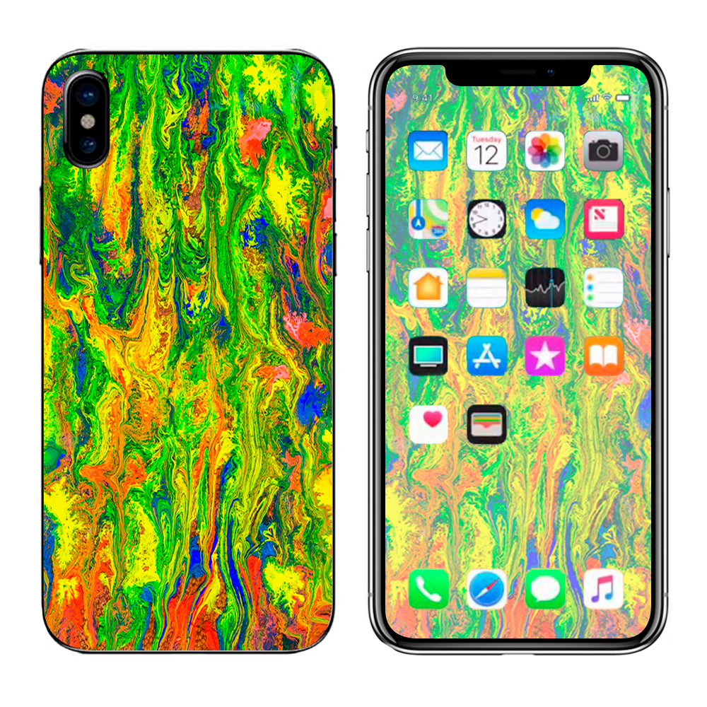  Green Trippy Color Mix Psychedelic Apple iPhone X Skin