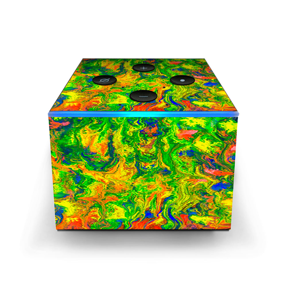  Green Trippy Color Mix Psychedelic Amazon Fire TV Cube Skin