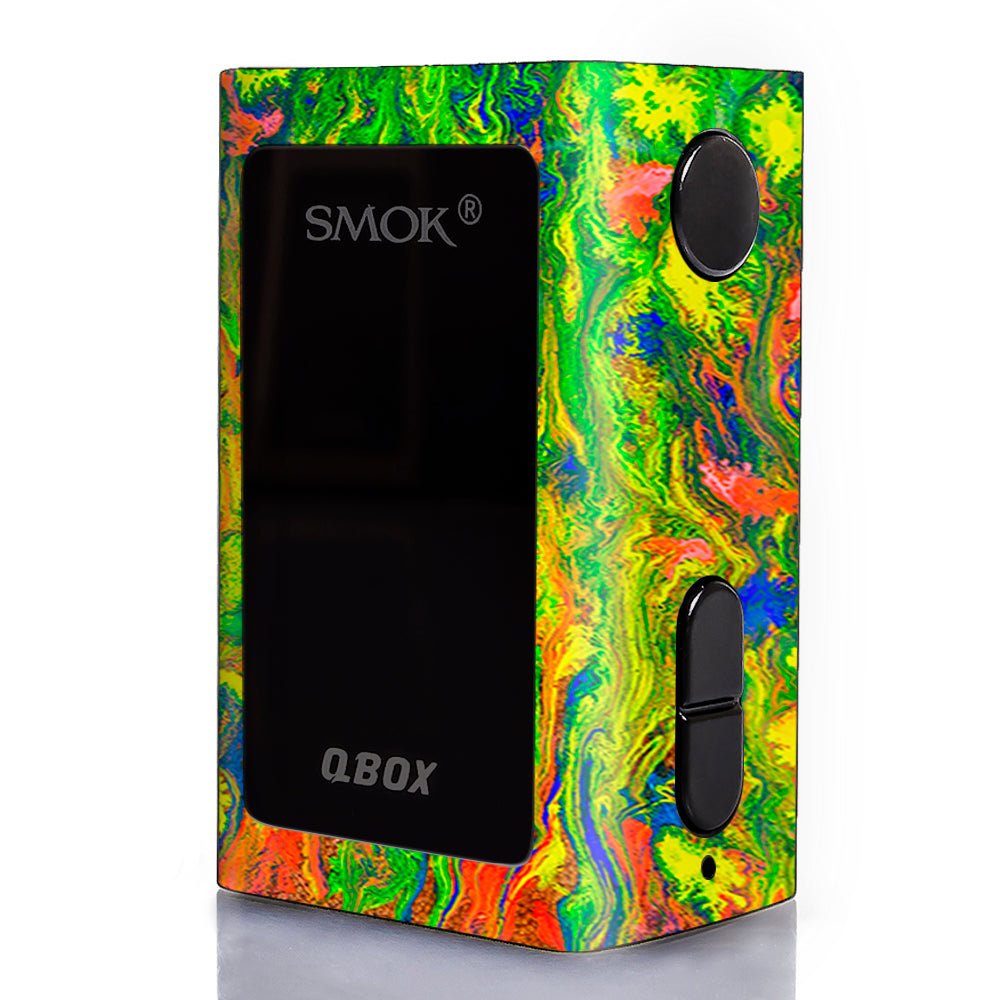  Green Trippy Color Mix Psychedelic Smok Qbox 50w tc Skin