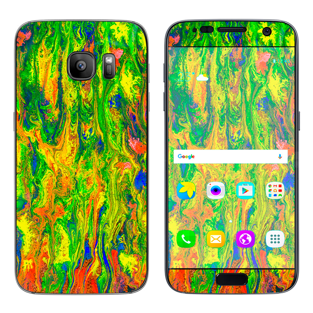  Green Trippy Color Mix Psychedelic Samsung Galaxy S7 Skin