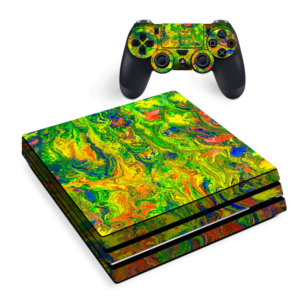 Green Trippy Color Mix Psychedelic Sony PS4 Pro Skin