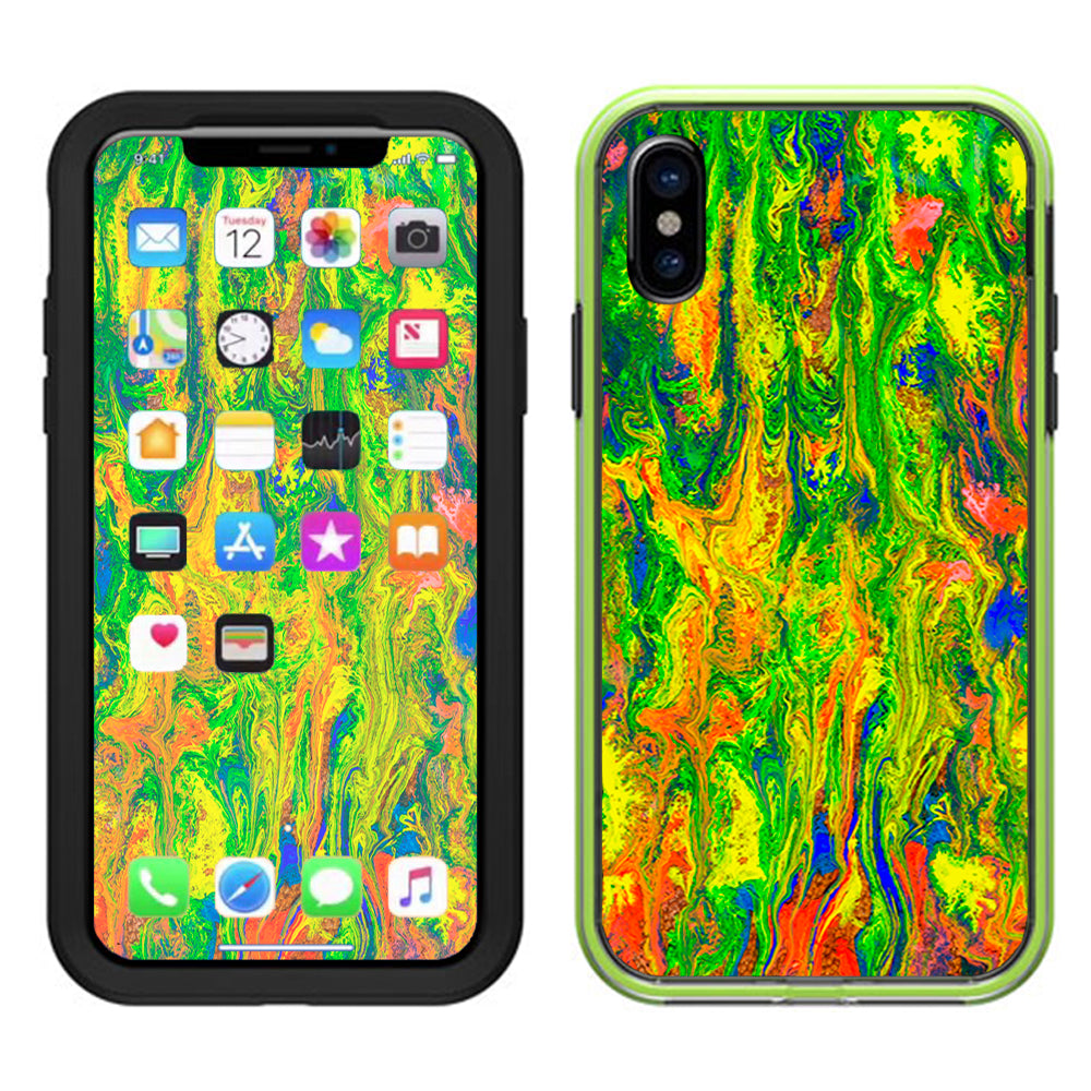  Green Trippy Color Mix Psychedelic Lifeproof Slam Case iPhone X Skin