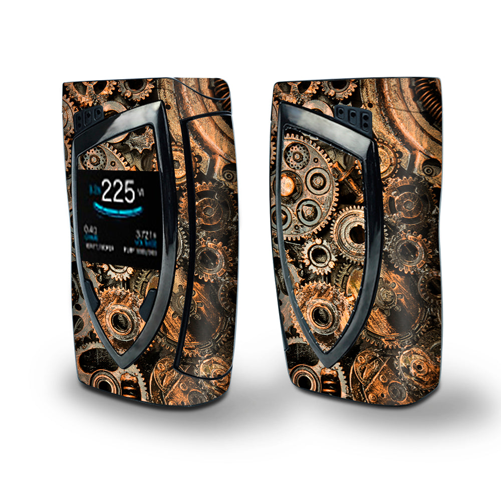Skin Decal Vinyl Wrap for Smok Devilkin Kit 225w Vape (includes TFV12 Prince Tank Skins) skins cover / Old Gears Steampunk Patina