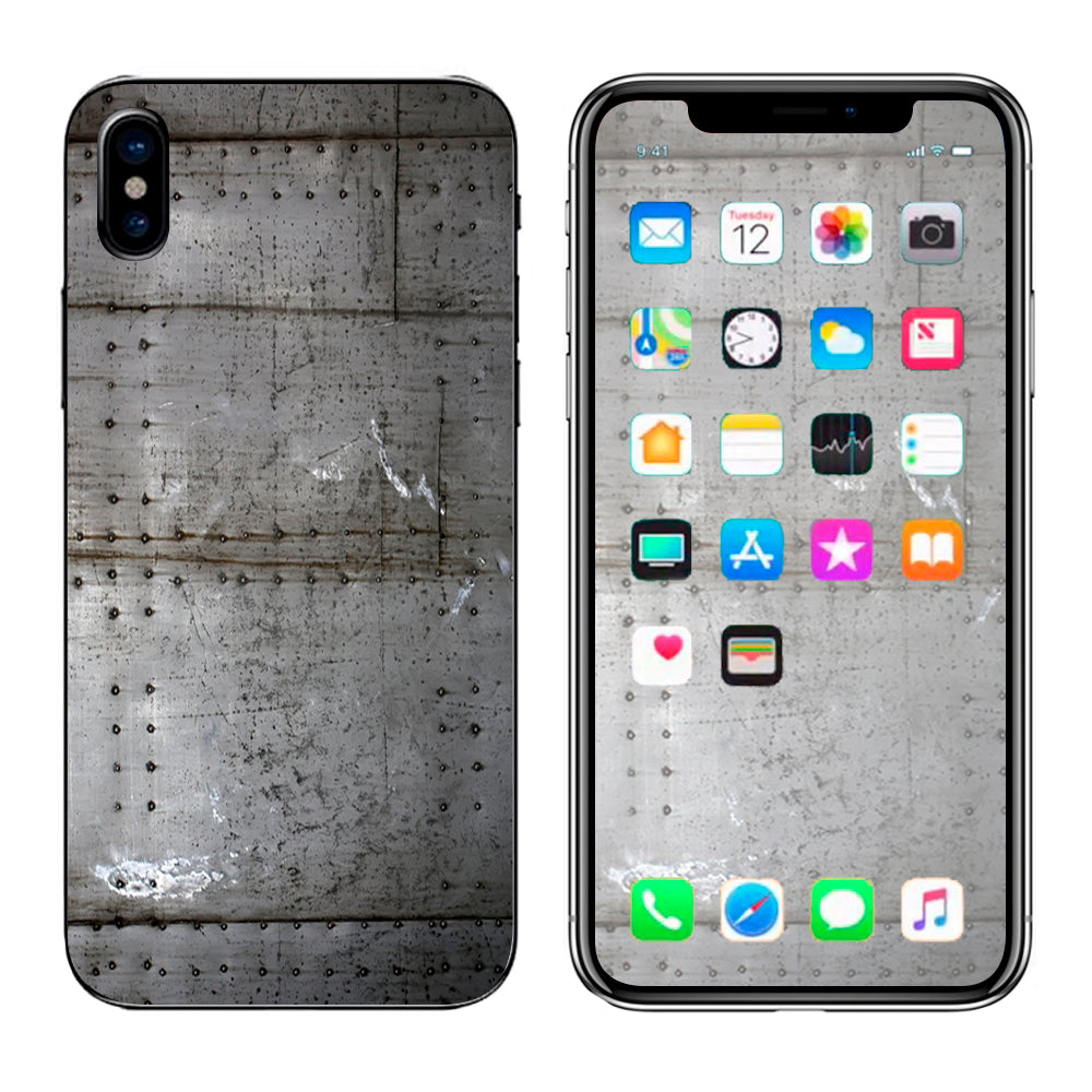  Old Metal Rivets Panels Apple iPhone X Skin