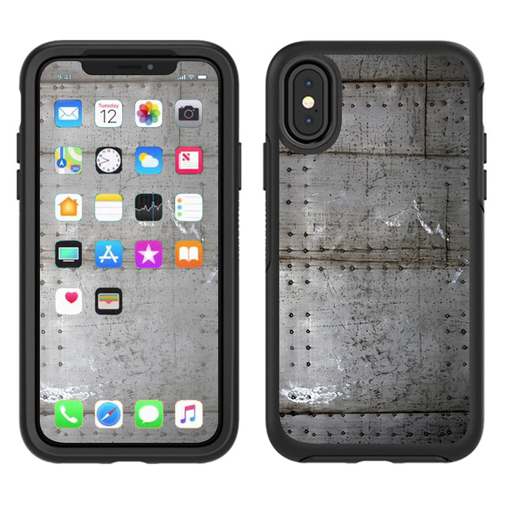  Old Metal Rivets Panels Otterbox Defender Apple iPhone X Skin